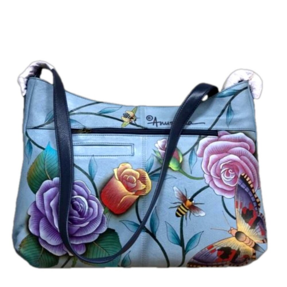 Anuschka Hand Painted Leather Large Hobo Bag